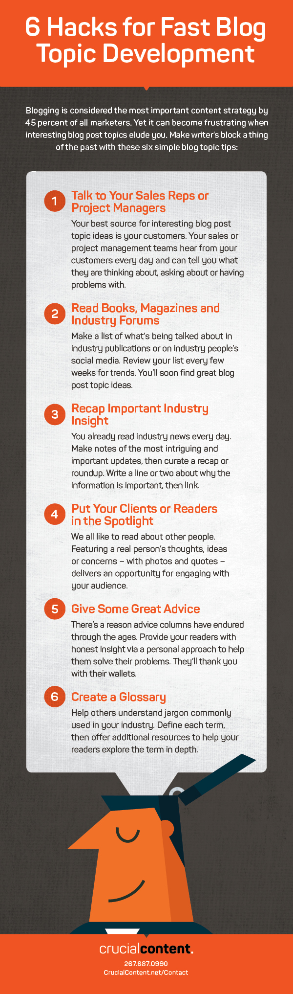 Infographic showing fast ways to create interesting blog topics